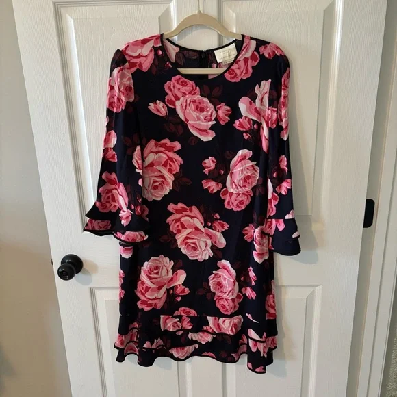 Kate Spade Rambling Roses Ruffle Shift Dress, Medium - Picture 2 of 7